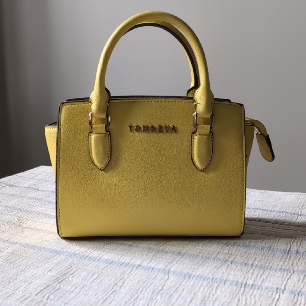 Yellow Leather Satchel with Top Handles